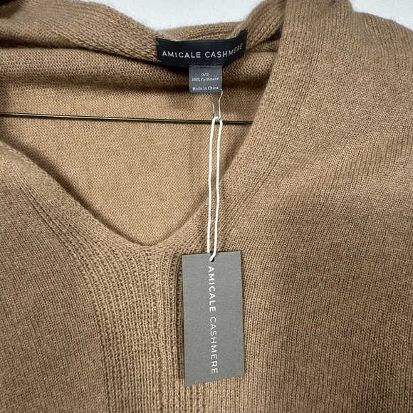 Amicale Cashmere One Size Cashmere Poncho Women's Tan - Picture 4 of 6